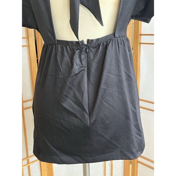 Free People Black Mini Dress, tie back, pockets, Boho Size 4 - Picture 6 of 11